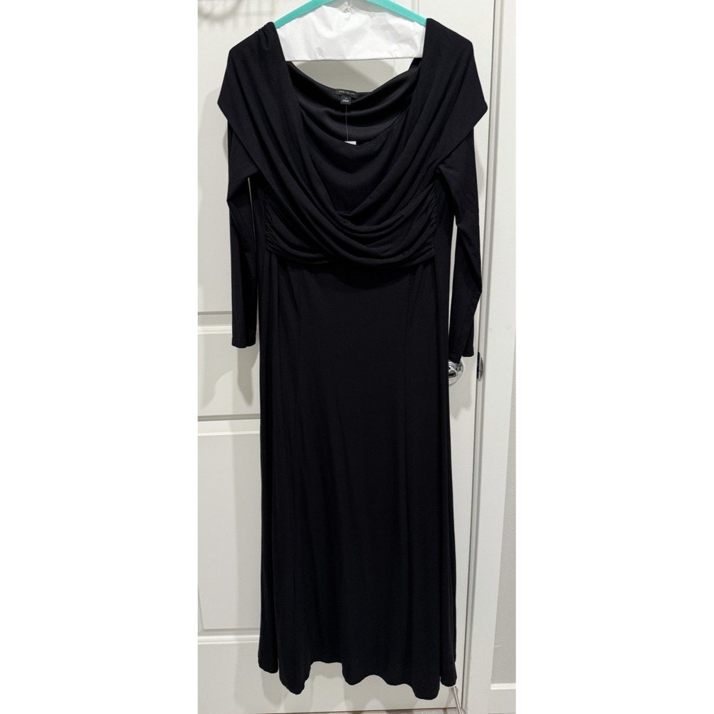 NWT New Ann Taylor Drape Neck Black Maxi Dress Evening Dress Wedding 14